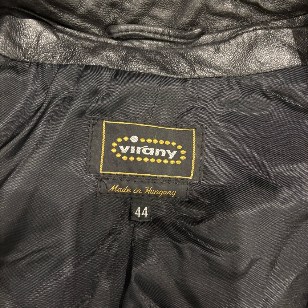 Men's Black genuine Leather Trench Coat size 44 - Picture 2 of 7